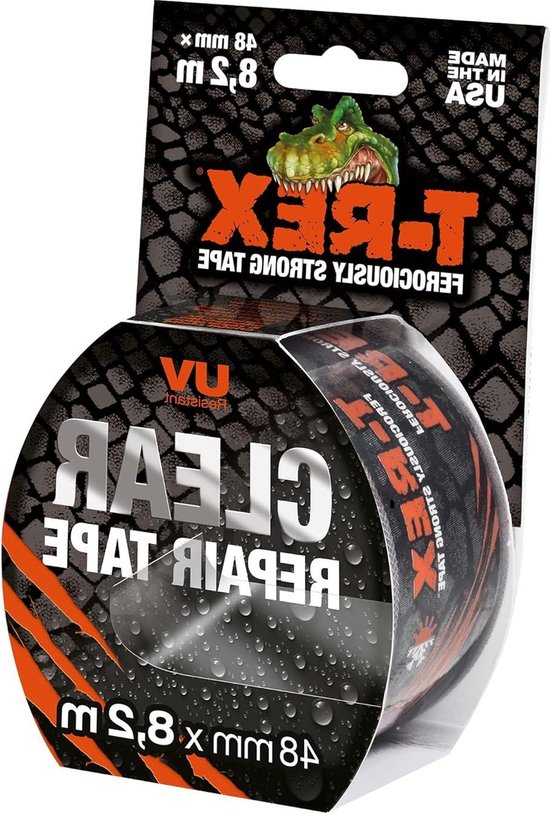 T-Rex 820-48 Transparent Tape, Flexible Armor Tape For Invisible Repairs And Fixings, Weatherproof And Versatile, 48mm X 8.2m