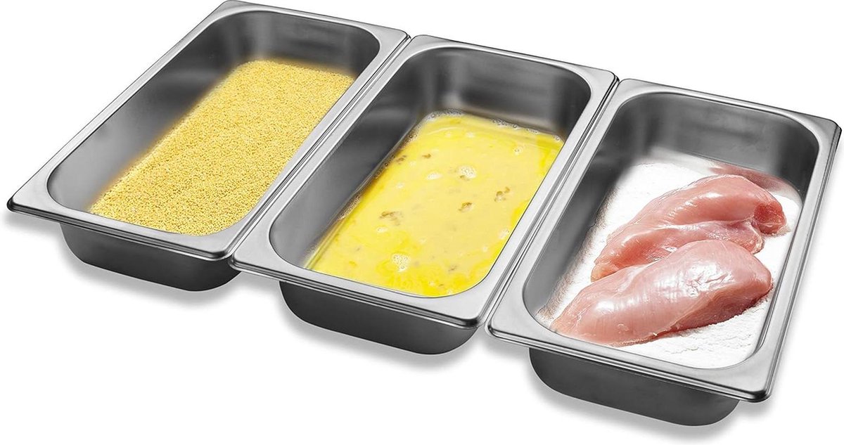 Breading Set - 3 Kommen - Eten Bereiden - Vaatwasserbestendig - 32.5 cm - Zilver
