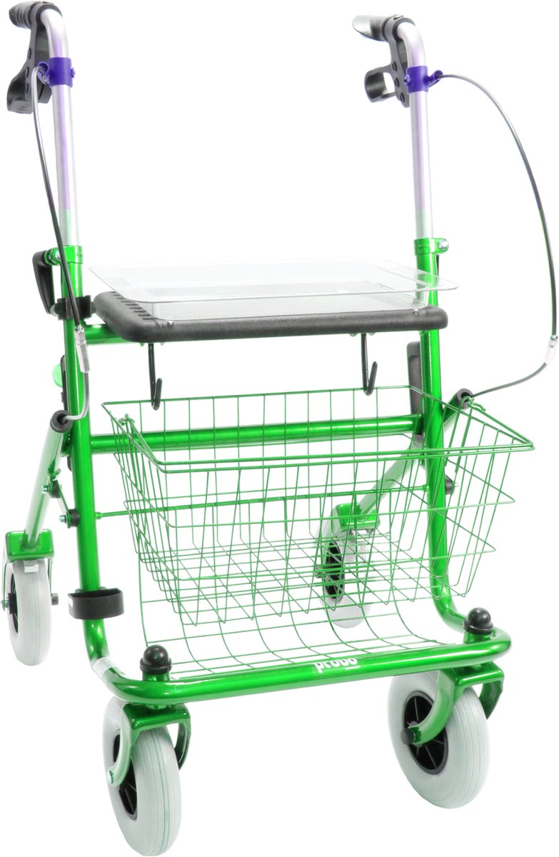 Goedkoopste Premis Provo - Rollator - 2de Generatie - Voorzien van verlengde duwbuizen - in hoogte verstelbaar van 92 cm tot 112 cm - Metallic Appelgroen