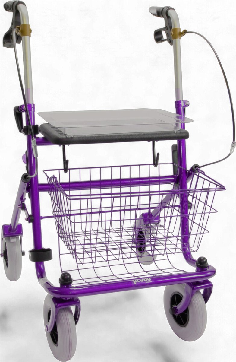 Goedkoopste Premis Provo - Rollator - 2de Generatie - Voorzien van verlengde duwbuizen - Metallic Paars