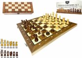 CHESS&CHECKERS - Schaak en dam set 2in1 - hout - Opklapbaar bord - magnetisch schaakstukken - dammen - 34CM