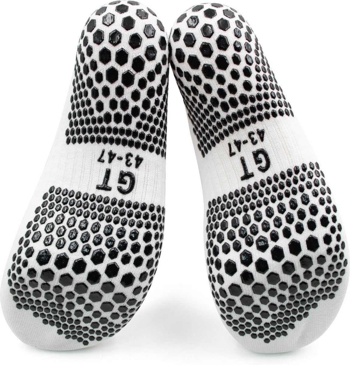 GT GRIP Socks - Gripsokken - Premium - 1 paar - Wit - Sportsokken - Voetbal gripsokken - Basket gripsokken - Padelsokken - Maat 43-47