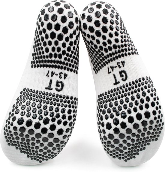 Chaussettes GT GRIP - Chaussettes Grip - Premium - 1 paire - Wit - Chaussettes de Chaussettes de sport - Chaussettes grip Voetbal - Chaussettes grip basket - Chaussettes Padel - Taille 43-47