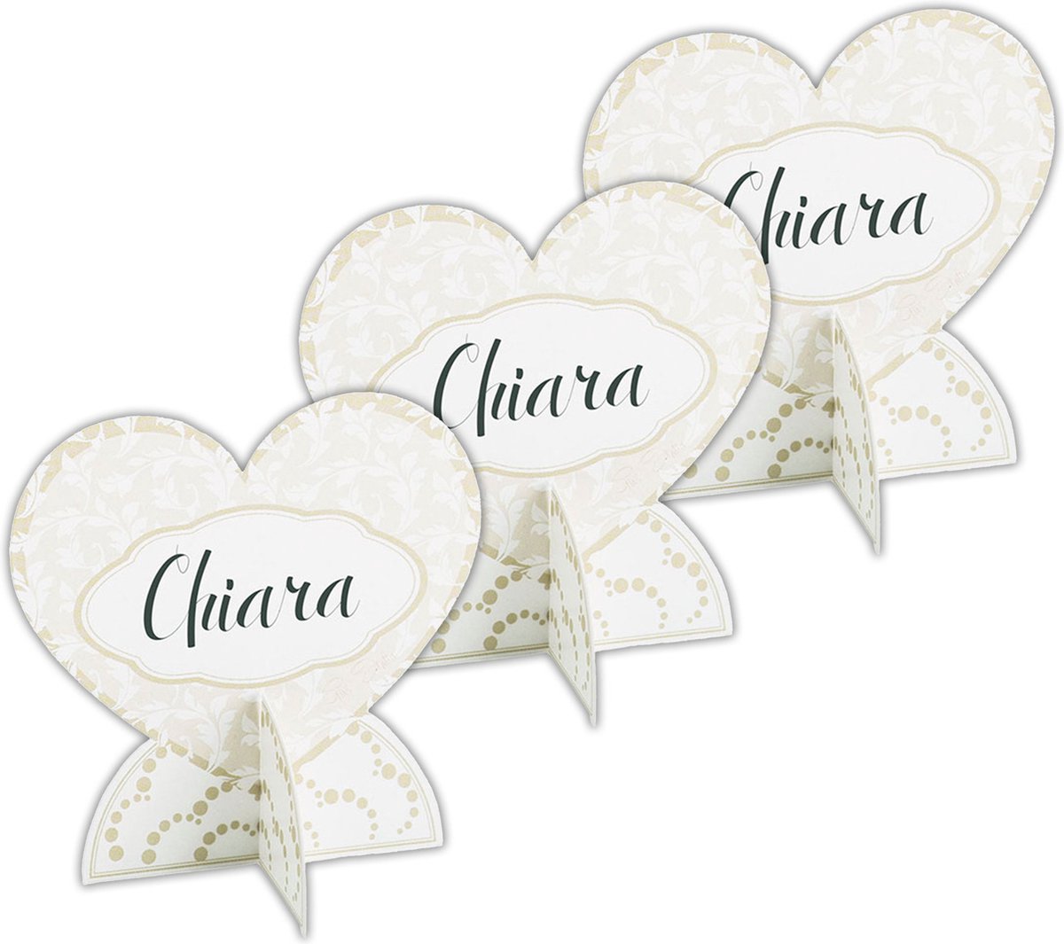 Givi Italia naamkaartjes/plaatskaartjes - bruiloft - ivoor - 3D - hart - 30x stuks - 6.5 x 5 cm
