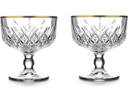 Pasabahce timeless glazen (2 stuks) Golden Touch ijscoupe - icecream gouden rand