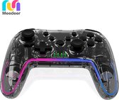 Meedeer Pro Controller Draadloos - draadloze schakelaar controller - Geschikt voor Nintendo Switch Controllers - Controller Switch Support Turbo - up-functie en verstelbare LED (transparant zwart)