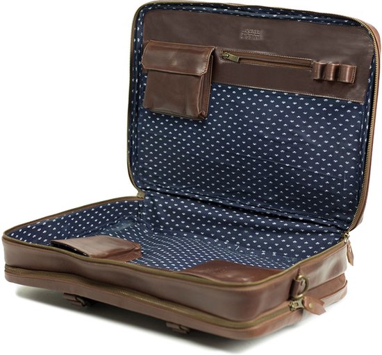 BUCKLE & SEAM Cuir Sac de bureau Sac d'ordinateur portable pour ordinateur portable Albert Dot Laptopbag Brown Marron foncé