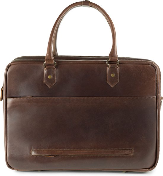 BUCKLE & SEAM Cuir Sac de bureau Sac d'ordinateur portable pour ordinateur portable Albert Dot Laptopbag Brown Marron foncé