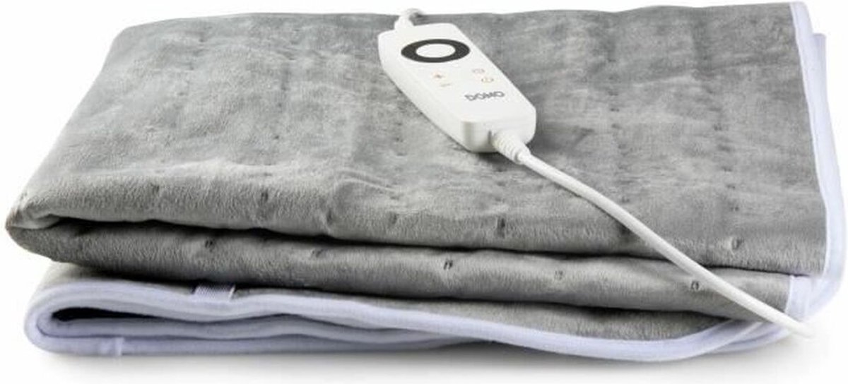 DOMO 1-persoons elektrische bedverwarmer - 6 warmteniveaus - Bevordert ontspanning - Flanelfleece - 150x80 cm - Grijs
