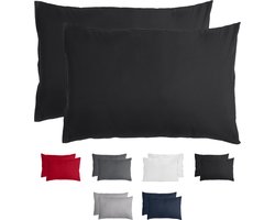 Komfortec Set van 2 Premium Kussenslopen 50x70 cm - Superzachte Kussenhoes – 100% - Geborsteld Polyester - 90g/m²- Zwart