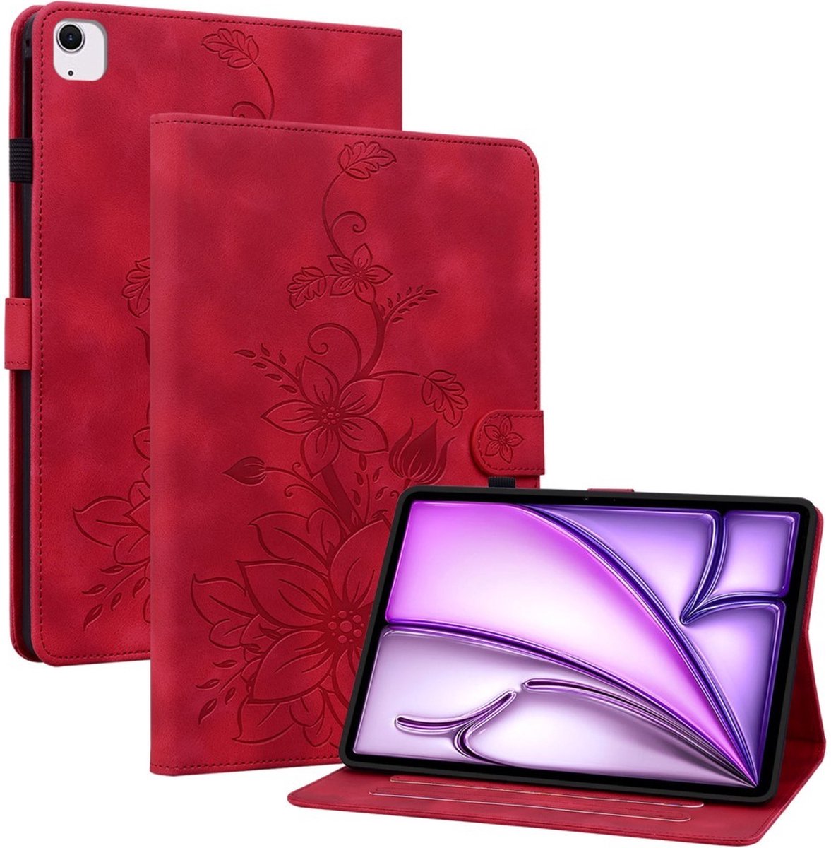Coverup Tablethoes geschikt voor Hoesje - Lily Flower Book Case - Rood