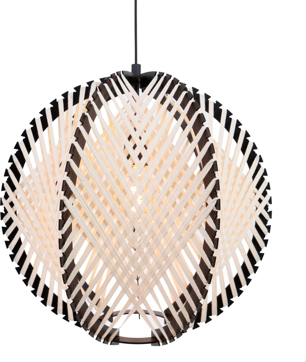 EGLO Waverton Hanglamp - E27 - Ø 48 cm - Zwart/Wit - Textiel