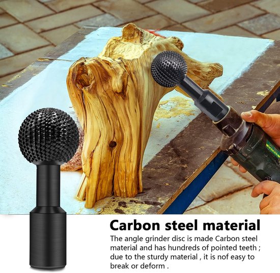 MOKIDO Kogelfrees voor hout, 14 mm houtsnijwerk, kogelbeitel, vijlslijpkoppen, geschikt voor 115/125 mm haakse slijpen, voor houtsnijden, slijpen, polijsten en graveren