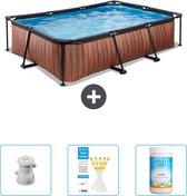 EXIT Rechthoekig Wood Frame Zwembad - 300 x 200 x 65 cm - Inclusief Pomp - Testrips - Chloor - Nu extra voordelig