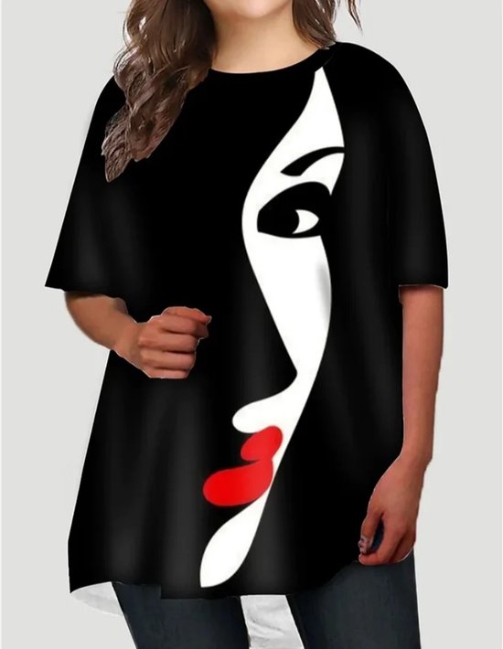 Prachtige abstract t-shirt t shirt plus size met vrouwenprint 4XL eu 50/52