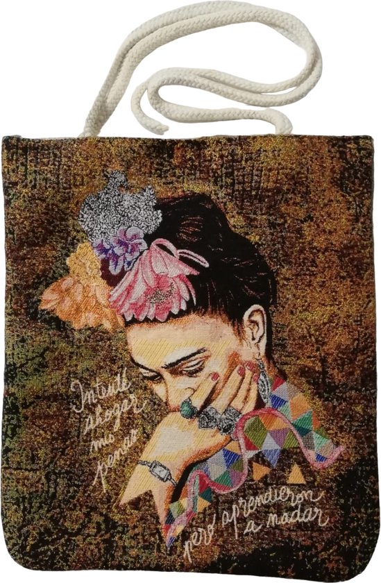 Sac bandoulière Frida Kahlo - Tissu Gobelin - 37 cm x 40,5 cm