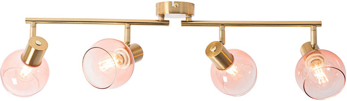 QAZQA vidro - Art Deco Dimbare LED Smart Plafondspot | Spotje | Opbouwspot incl. wifi met Dimmer - 4 lichts - L 77 cm - Roze - Woonkamer | Slaapkamer | Keuken