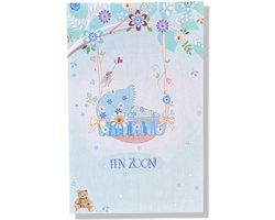 Een Zoon! - Luxe Geboortekaartje Jongen - 12x17cm - Gevouwen wenskaart met envelop