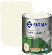 Sigma Houtlak Exterieur Zijdeglans - Glansbehoud - Droog na 1,5 uur - RAL 9001 - Wit - 0.75L