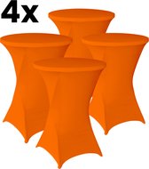 Statafelrok Oranje 4x – Extra dik & Sterk - ∅80-85 x 110 cm – Tafelhoezen voor Statafel – Partytafel Tafelrok – Stretch 4 stuks Statafelhoes - Sta Tafel Hoes - Staantafelhoes – Trouwerij - Rebuust en weerbestendig – Cocktailparty