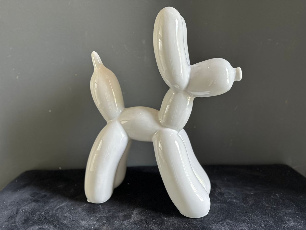 Goodyz- Ballon hond- Keramiek - Glanzend - 50cm hoog - Wit