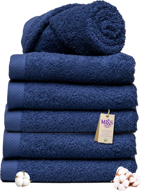 Miss Towels - Hotelhanddoek - Marineblauw - 50x100 - 8+4 Bundel