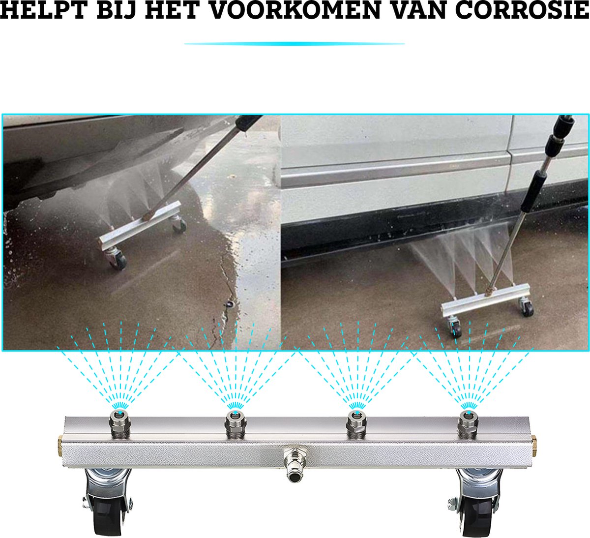 Somstyle Auto Bodemreiniger Geschikt voor Kärcher K2, K3, K4, K5, K6 & K7 - Waterbezem voor Hogedrukreiniger - Hogedrukspuit - Zilverkleurig – foto 3