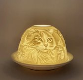 Candle Wisdom – Porselein waxinelichthouder – Cats – Katten - Porselein theelichthouder – Porselein koepel – Sfeerlicht - Cadeau – Geschenk – Valentijn – Moederdag – Verjaardag – Kerst