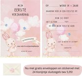 Uitnodiging kinderfeestje - Kinderfeest - Uitnodigingen - Verjaardag - Inclusief enveloppen - Eigen design en print - Wenskaart - Eerste verjaardag - 20 stuks - A6