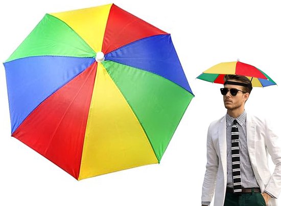 Parasol de plage - Chapeau parapluie - 52 cm - Pluie - Chapeau - Protection UV - Chapeau pour la pêche - Marche - Plage - Randonnée - Casquette Parasol de plage Bandeau pour adultes et enfants
