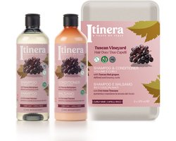 ITINERA Cosmetic Set: Shampoo + Conditioner voor Krullend Haar met Toscaanse Rode Druiven 2x370ml