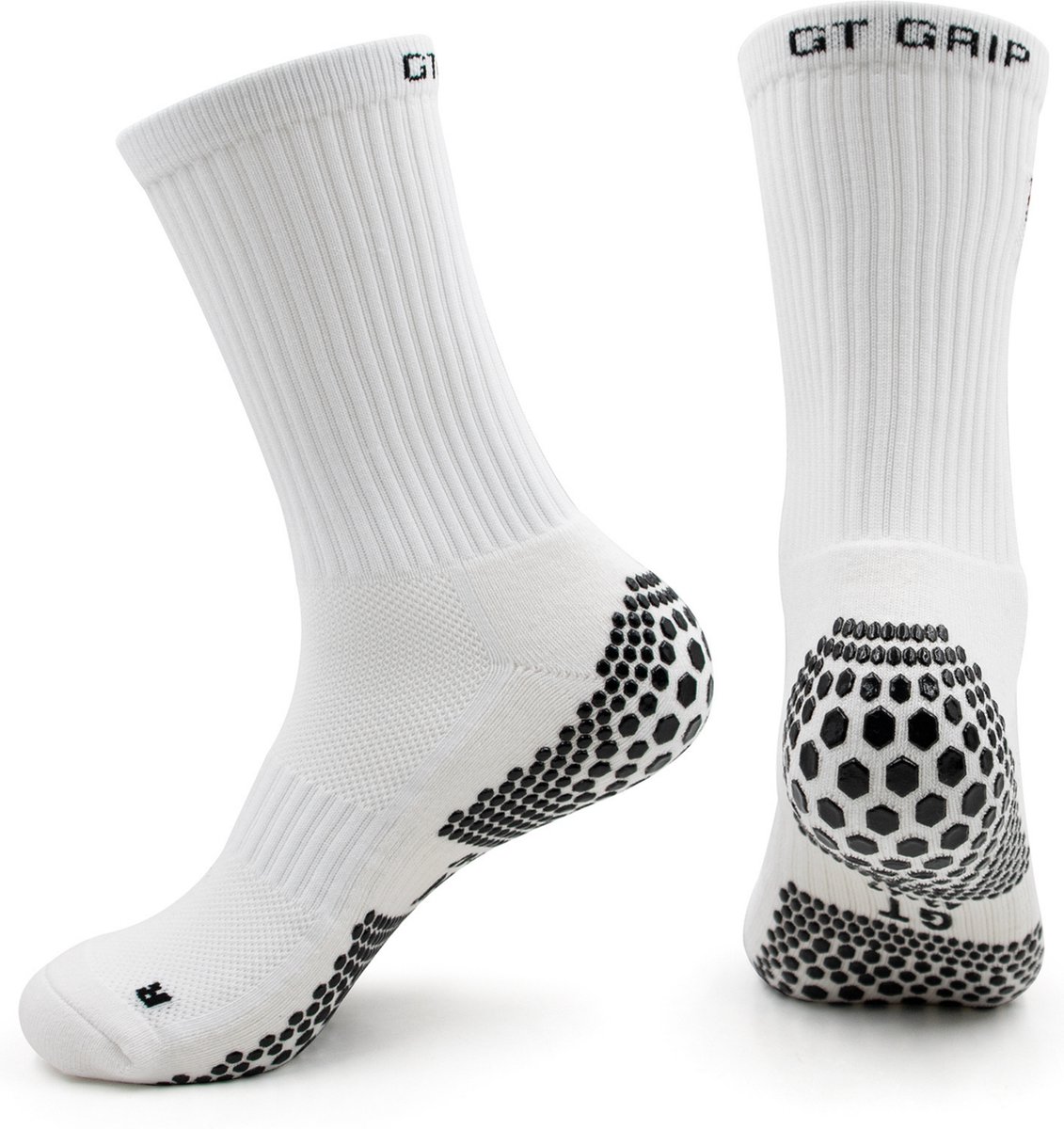 GT GRIP Socks - Gripsokken - Premium - 1 paar - Wit - Sportsokken - Voetbal gripsokken - Basket gripsokken - Padelsokken - Maat 38-42