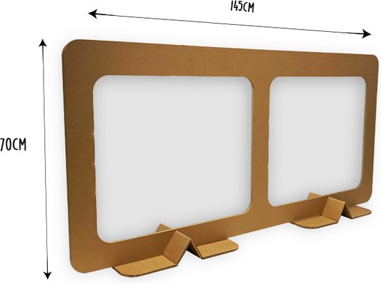 Kartonnen Tussenschot voor Horeca en Kantoor - Open Laag - 147cm x 70cm - Bruin/karton - Coronascherm - Duurzaam Karton - Hobbykarton - KarTent