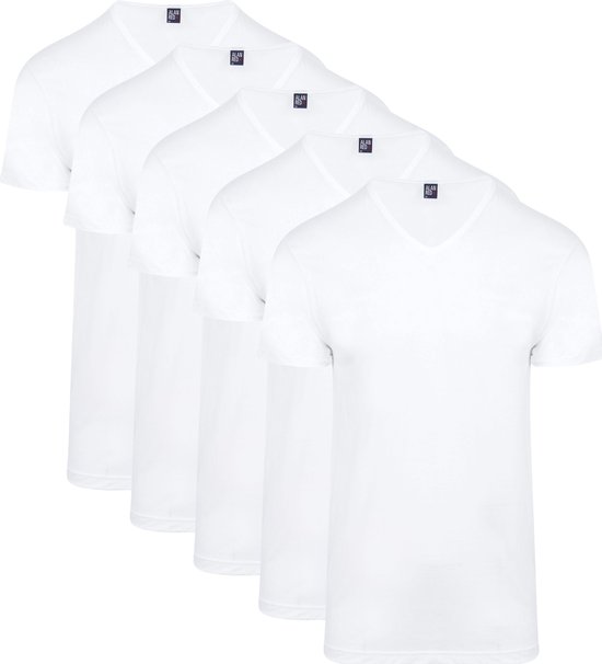 Alan Red - Vermont T-Shirt V-Hals Wit 5 pack - Heren - Maat M - Regular-fit