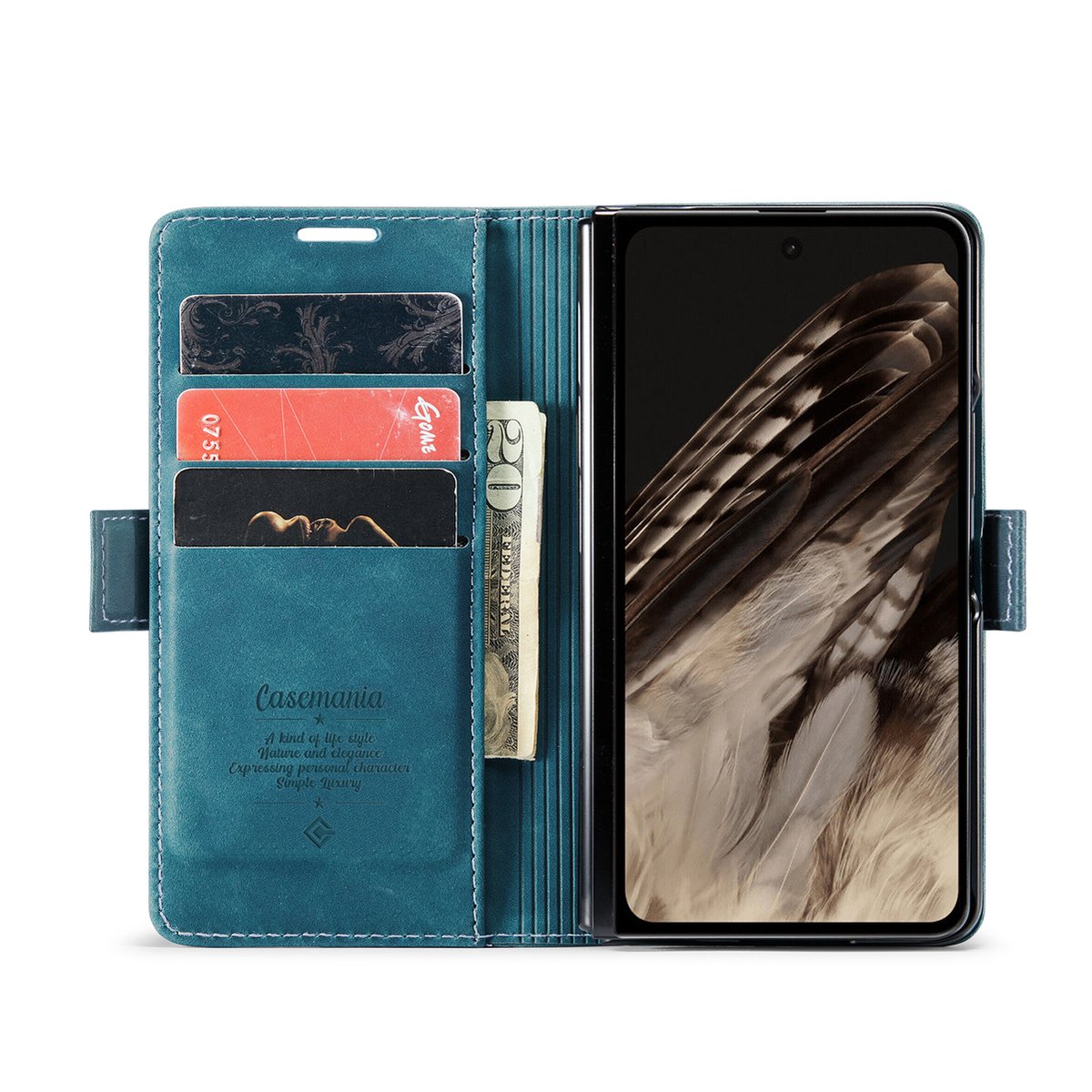 Casemania Hoesje Geschikt voor Google Pixel Fold - Emerald Green - Portemonnee Book Case