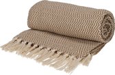 JENS Living Plaid Herringbone - Coton recyclé - 130 x 180 cm - Beige