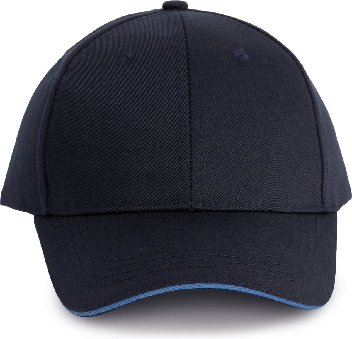 WK. Designed To Work Contrasterende sandwichpet 6 panelen Oeko-Tex WKP145 - Navy / Light Royal Blue - One size