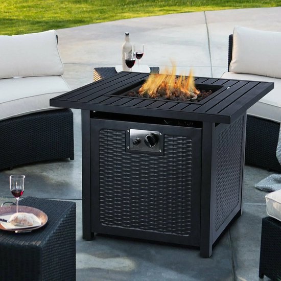 Foto: Chuvie tuincamping outdoor gasvuur pittafel 50 000 btu vierkante outdoor propaan vuurtafel open haard