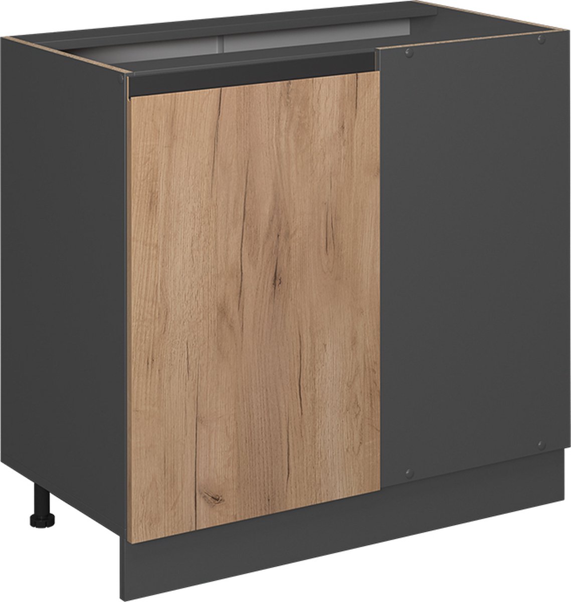 Vicco R-Line Hoekkast – 86 cm J-vorm, zonder werkblad Krachtige eik goud Goudkleurig Eiken/Antraciet