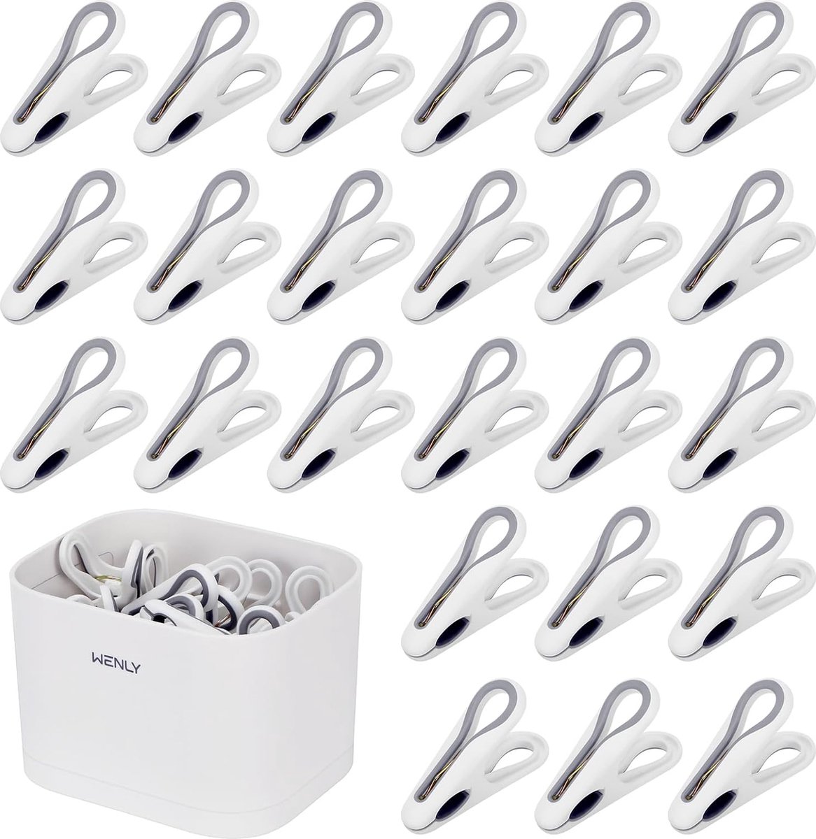 36 stuks met mand stabiel zonder print zachte clips van kunststof antislip wasknijpers voor waslijn of wasrek