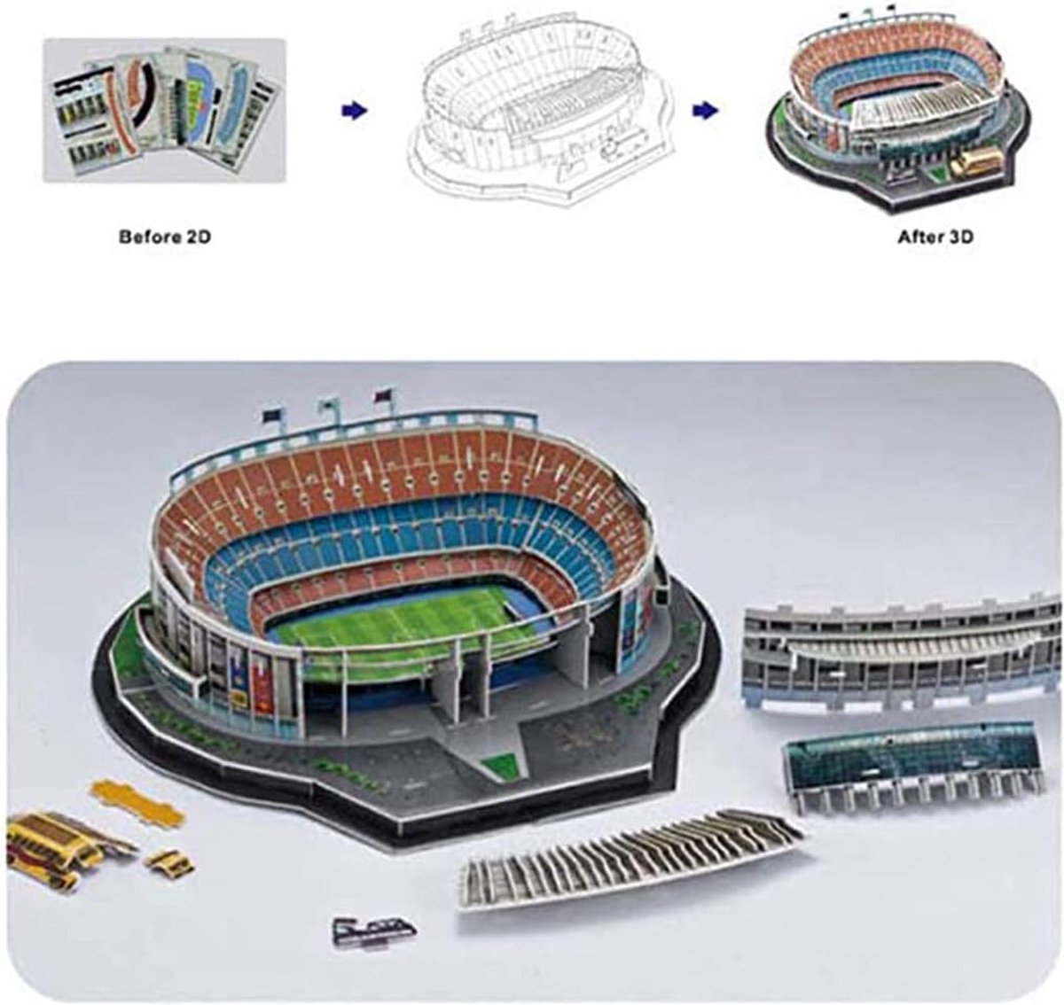 Ensemble de blocs de construction de stade CaDA Camp Nou (Barcelona FC)/728 pièces/article de collection pour les fans de football et les amateurs de blocs  26