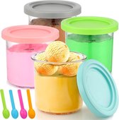 IJsbakjes 4 stuks - Containers met deksel en lepels - Vaatwasmachinebestendig - Gelato, sorbets, milkshakes - Geniet van Ninja Creami