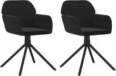 vidaXL - Eetkamerstoelen - draaibaar - 2 - st - fluweel - zwart