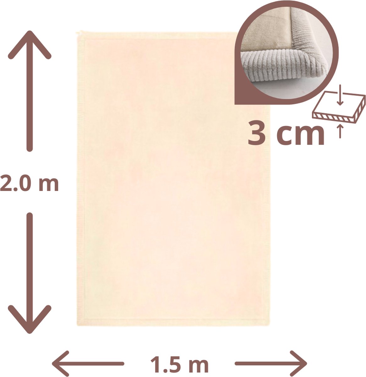 VenTur Speelmat - 200 x 150cm - 3cm Extra Dik en Zacht - Beige - Veilig voor Kinderen - Modern Duurzaam Design - Grote Babymat - Extra Dikke Antislip Baby Speelkleed - Kindermat - Speeltapijt - Speel mat - Opvouwbaar - Anti-slip - Geheugenschuim — afbeelding 2