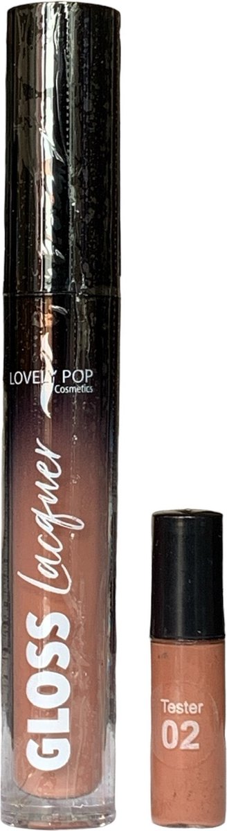 Lovely Pop Cosmetics - Ultra Glans Lipgloss - Tinted Gloss Ultra Shiny - Hydraterend - Beige - Nummer 02 Burning - 1 Flesje met 3,5 ml.