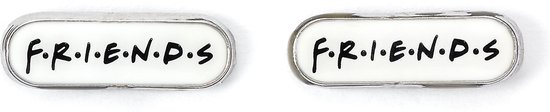 Oorbellen met het witte FRIENDS logo.