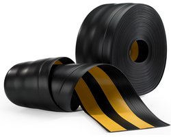PVC 70 x 20mm x 25m zachte plint zelfklevend , zwarte vouwstrip, hoekbalk x 1 rol
