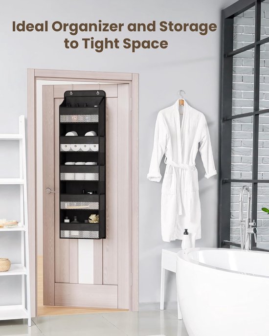 Organizer over de deur voor schoenen, 24 grote vakken, hangend schoenenrek, hangende opberging voor slaapkamer, badkamer, kast, schoenenorganizer, zwart
