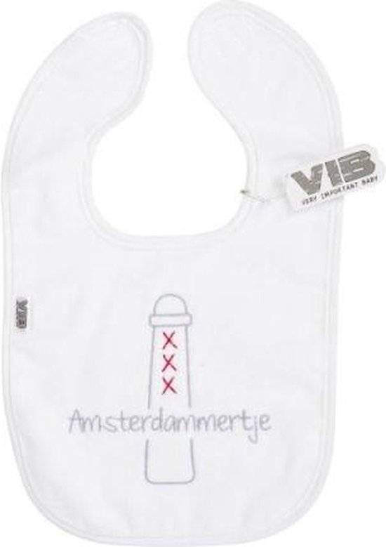 VIB® - Slabbetje Luxe velours - Amsterdammertje (wit) - Babykleertjes - Slabbetjes - zwangerschap aankondiging - baby aankondiging van VIB® — afbeelding 3