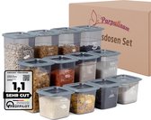 Set de Bocaux de conservation de Bidons alimentaires 12 pièces Bocaux de conservation en plastique anthracite avec couvercle Récipient pour aliments frais Bocaux de conservation hermétiques Congélateur empilable